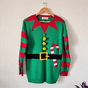 Christmas Elf Holiday Sweater- "Ugly Xmas" Size Medium